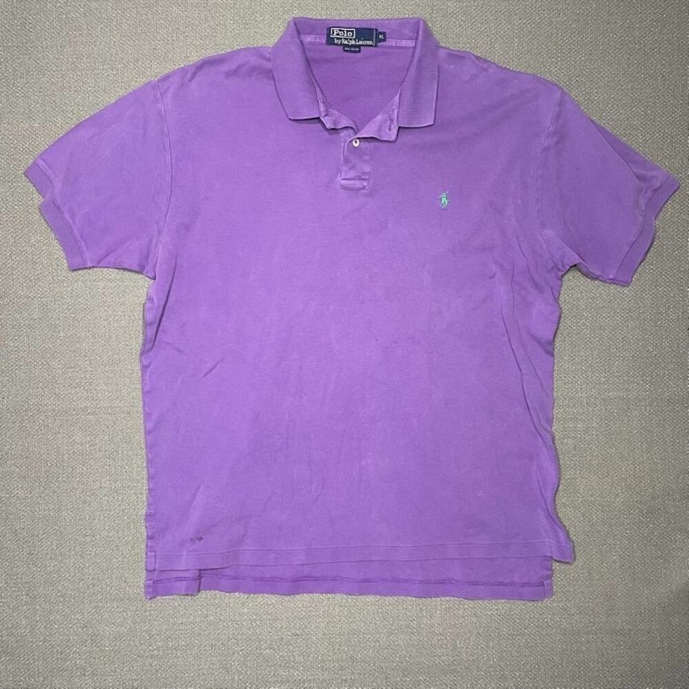 Polo Ralph Lauren Short Sleeve XL Purple with Green Pony Preppy Golf Coastal